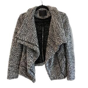 Chic Black and White Knit Shawl Cardigan by [BLANK NYC]